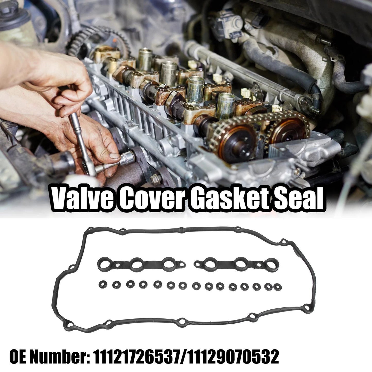 Black Valve Cover Gasket Seal for BMW E36 E38 E39 320i 520i (1992-2003)