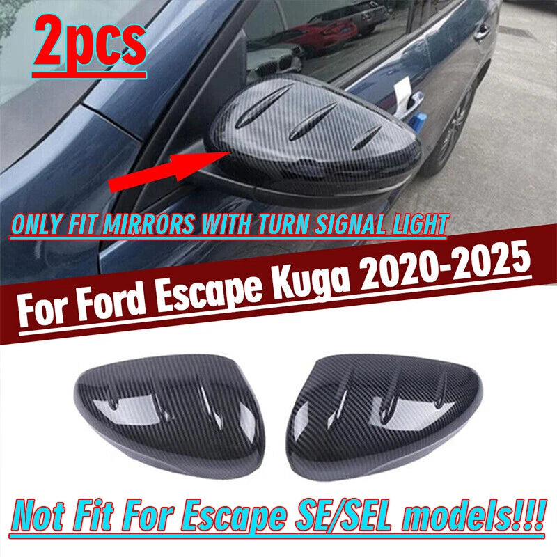 Carbon Fiber Side Rearview Mirror Cover Cap Trim for Ford Escape (2020-2024)