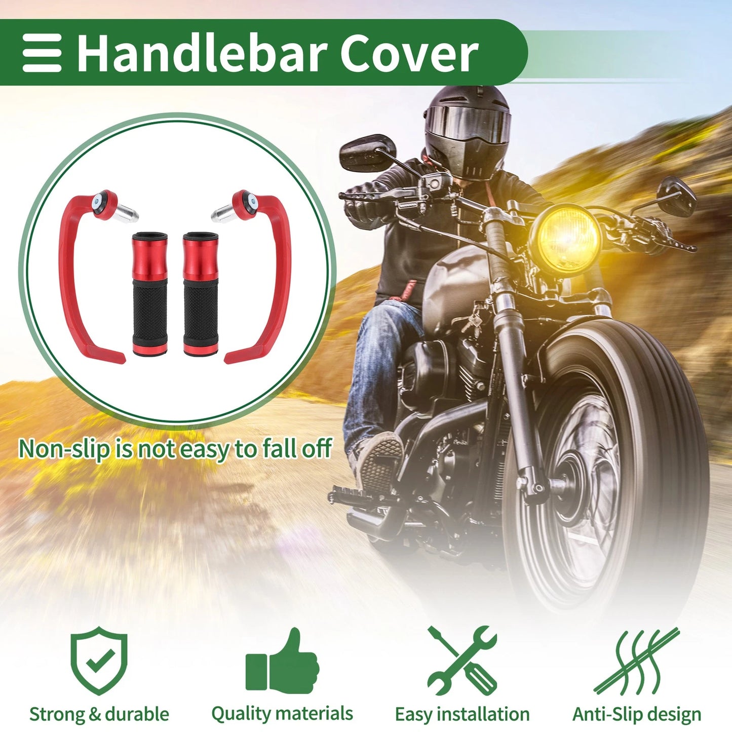 Hand Grips End Bar Covers Red for Motorcycle