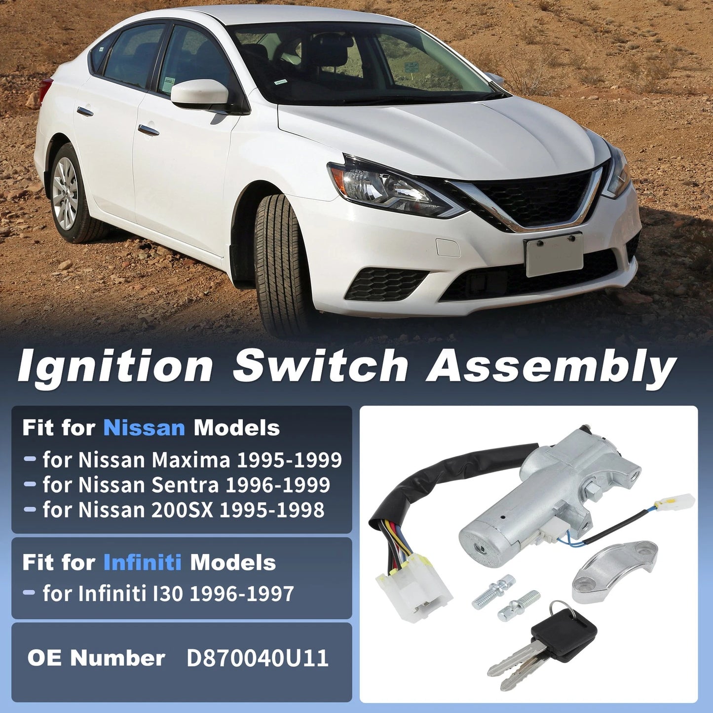 Ignition Lock Cylinder w/ 2 Keys for Nissan Maxima (1995-1999)