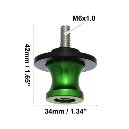 2 x Swing Arm Spool Rear Stand Sliders Green for Motorcycle