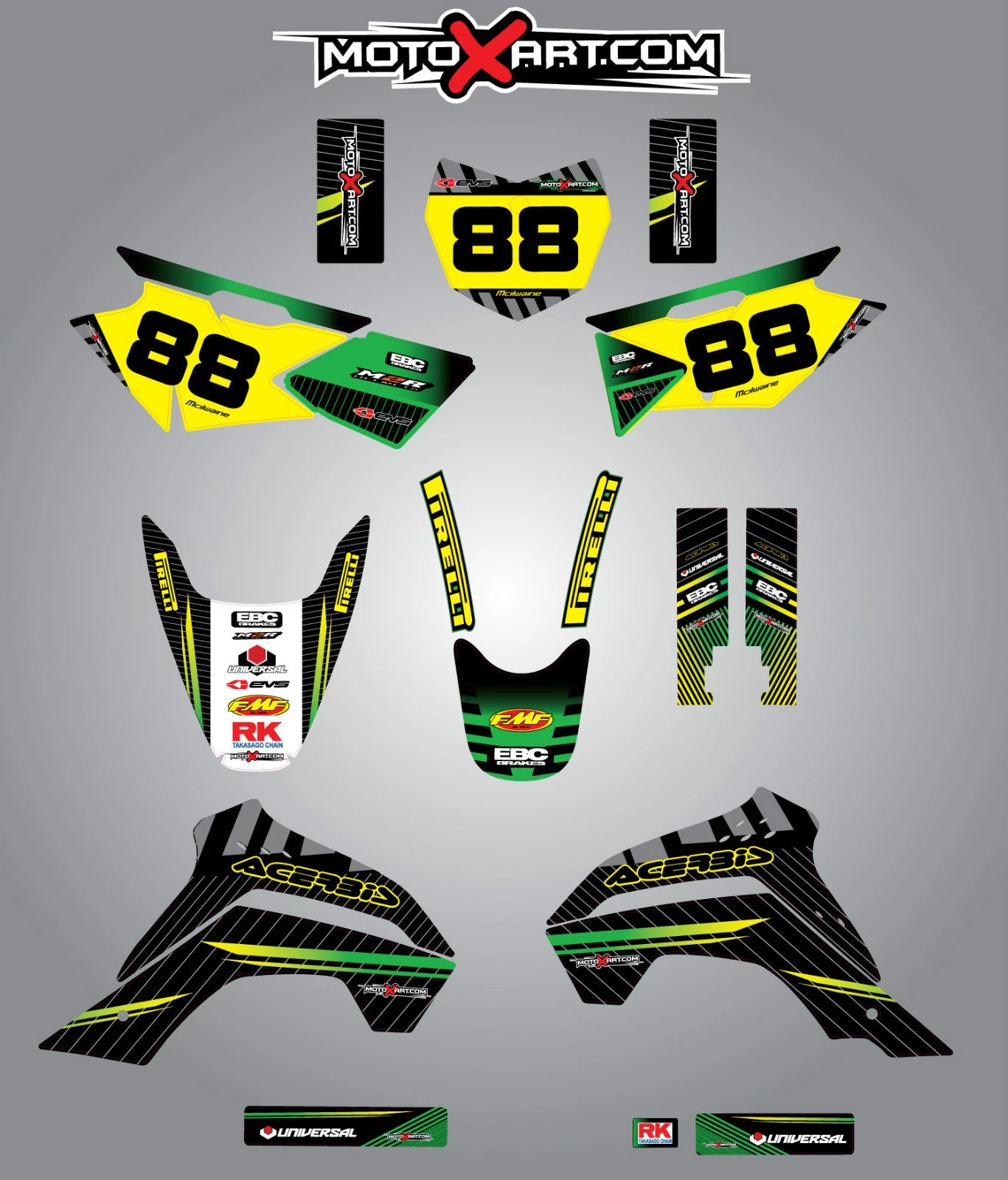 Custom Graphic Kit for Kawasaki KLX 140 (2015-2016) - Factory Style Decals