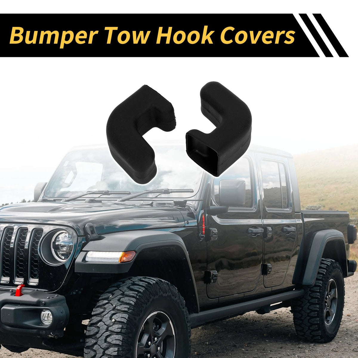 Car Bumper Tow Hook Covers for Jeep Wrangler JK JL Gladiator 07-23 Black