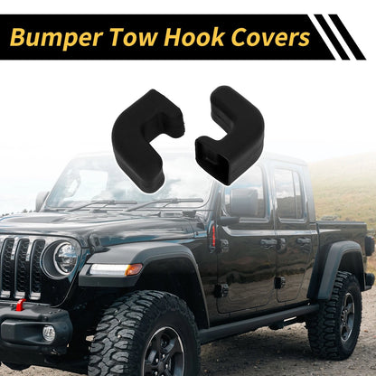 Car Bumper Tow Hook Covers for Jeep Wrangler JK JL Gladiator 07-23 Black