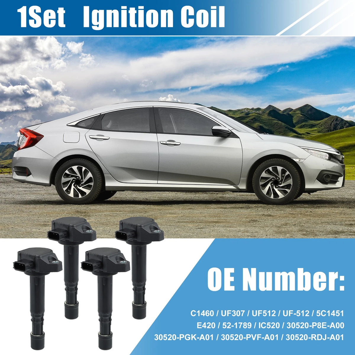 Ignition Coil Set for Honda Civic, Acura EL 1.7L L4 (2001-2005)