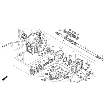 Rear Differential Bearing Seal Ring Pinion Gear for Honda Rancher 250