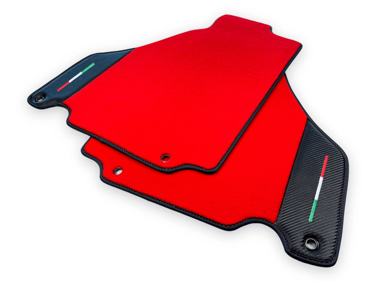 Red Floor Mats for Ferrari 360 Modena with Carbon Fiber Emblem (2000-2005)
