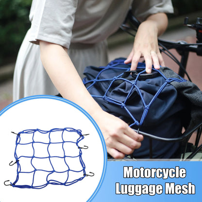 12" x 12" Motorcycle Cargo Net Luggage Thick Mesh Blue 4x4 for Motorcycle