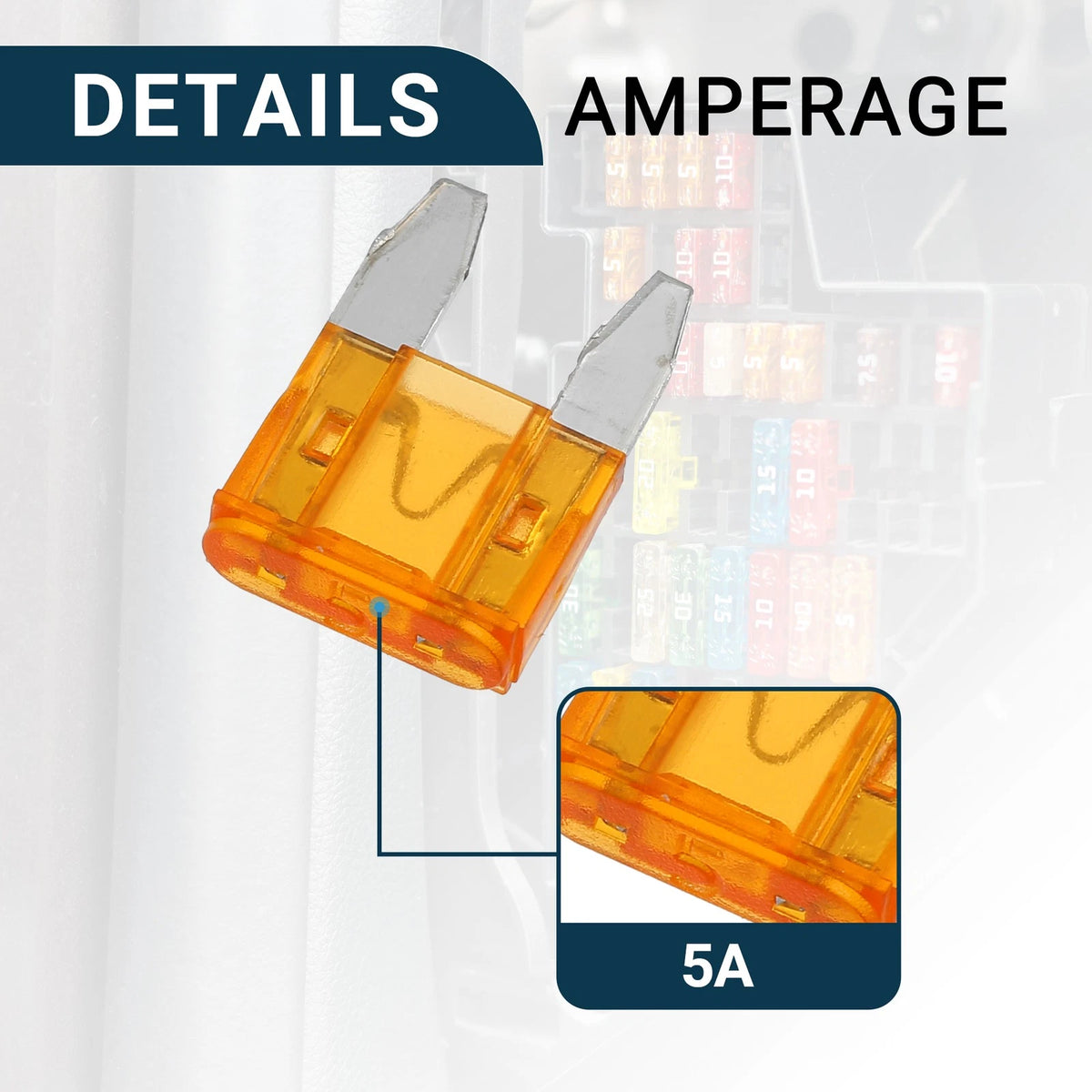 5A Mini Blade Fuses 20 x Short Circuit Protection for Car - Orange