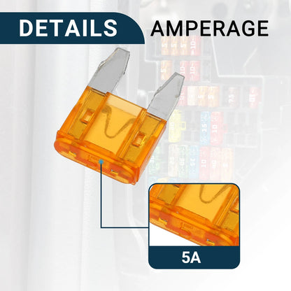 5A Mini Blade Fuses 20 x Short Circuit Protection for Car - Orange
