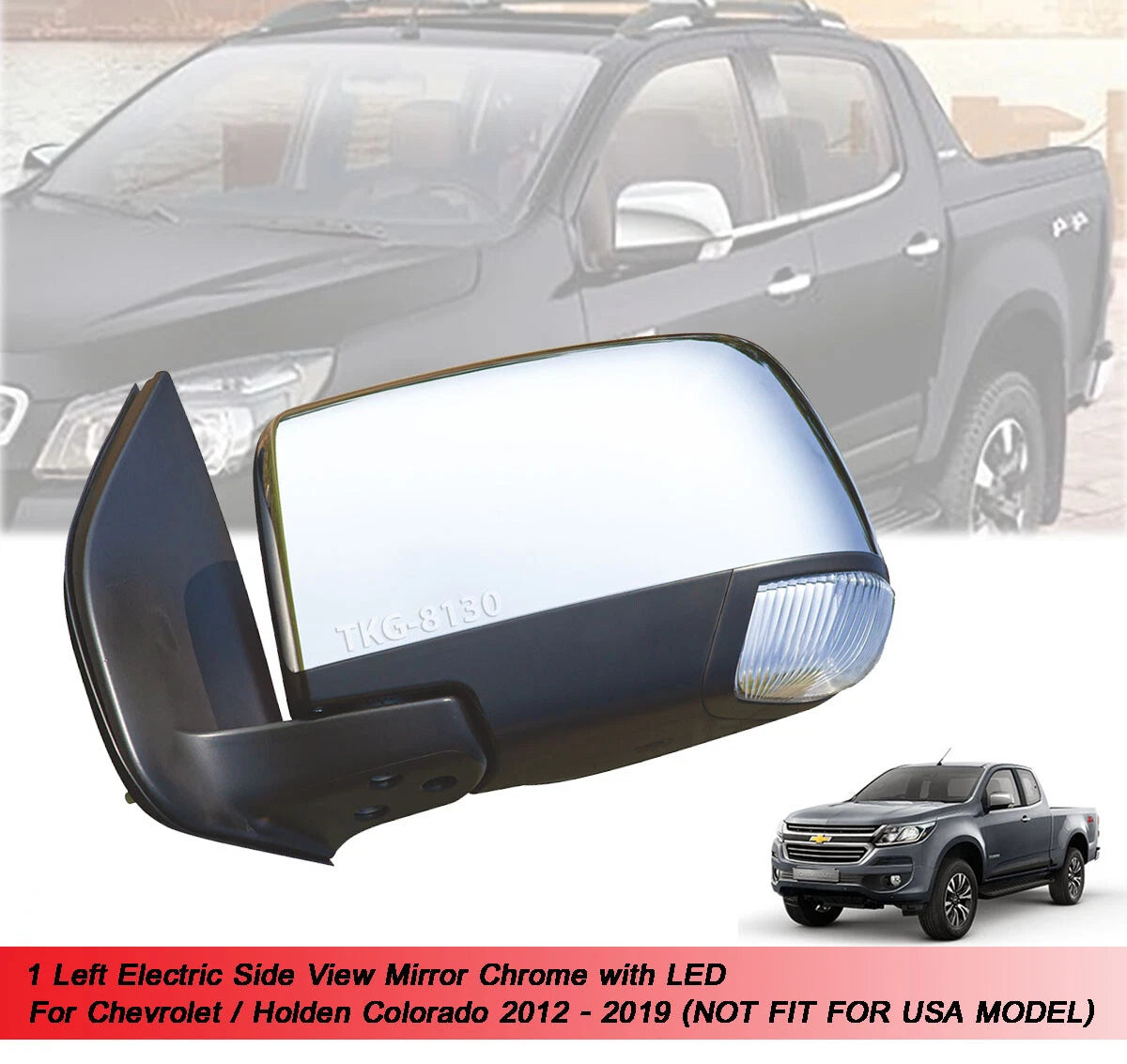 LH Electric Side Mirror Chrome for Chevrolet Colorado (2012-2019)