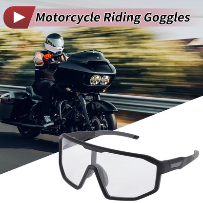 Motorcycle Riding Goggles Clear Lens Black Frame PC Cycling Sunglasses
