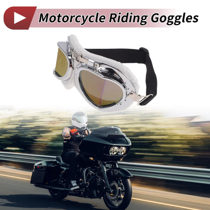 1Pc Motorcycle Riding Goggles Lens White Frame PU Sponge for Motorcycle