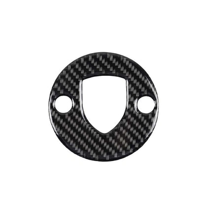 Real Carbon Fiber Steering Wheel Logo Cover Trim Fit For Porsche Macan