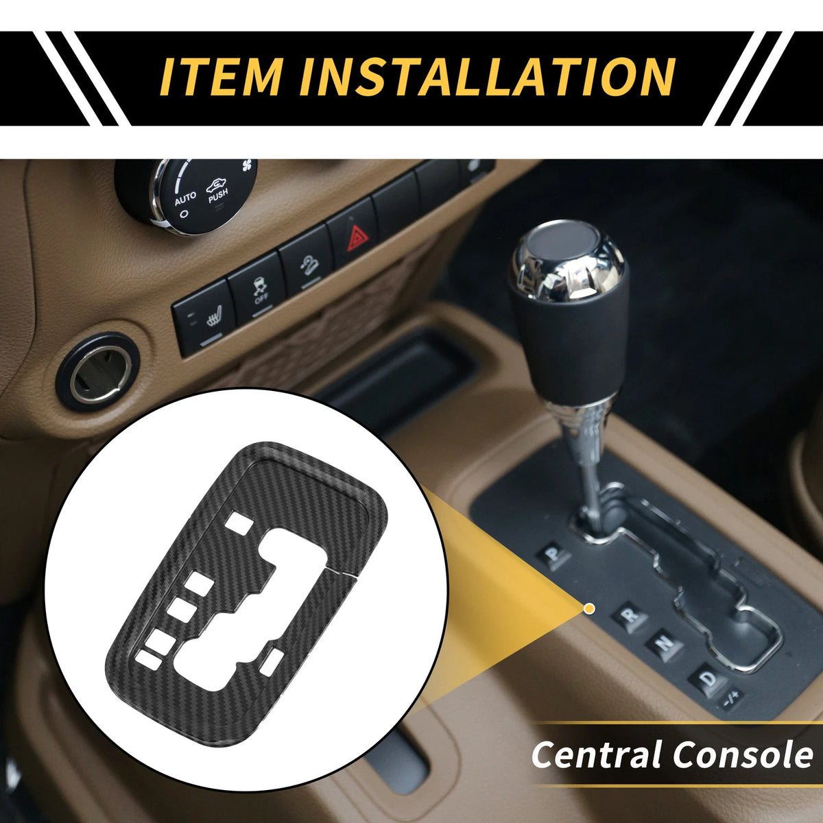 Center Console Gear Shift Frame Cover Trim for Jeep Wrangler JK (2007-2018)