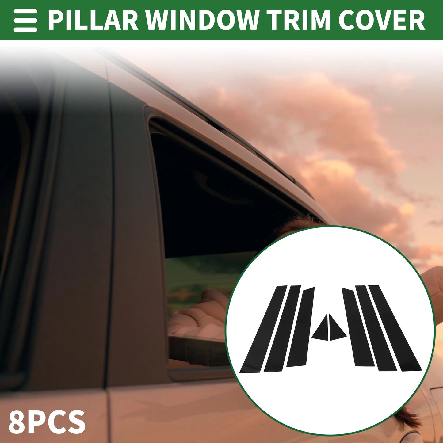 8 Pcs Black Door Pillar Window Trim for Nissan Murano (2009-2015)