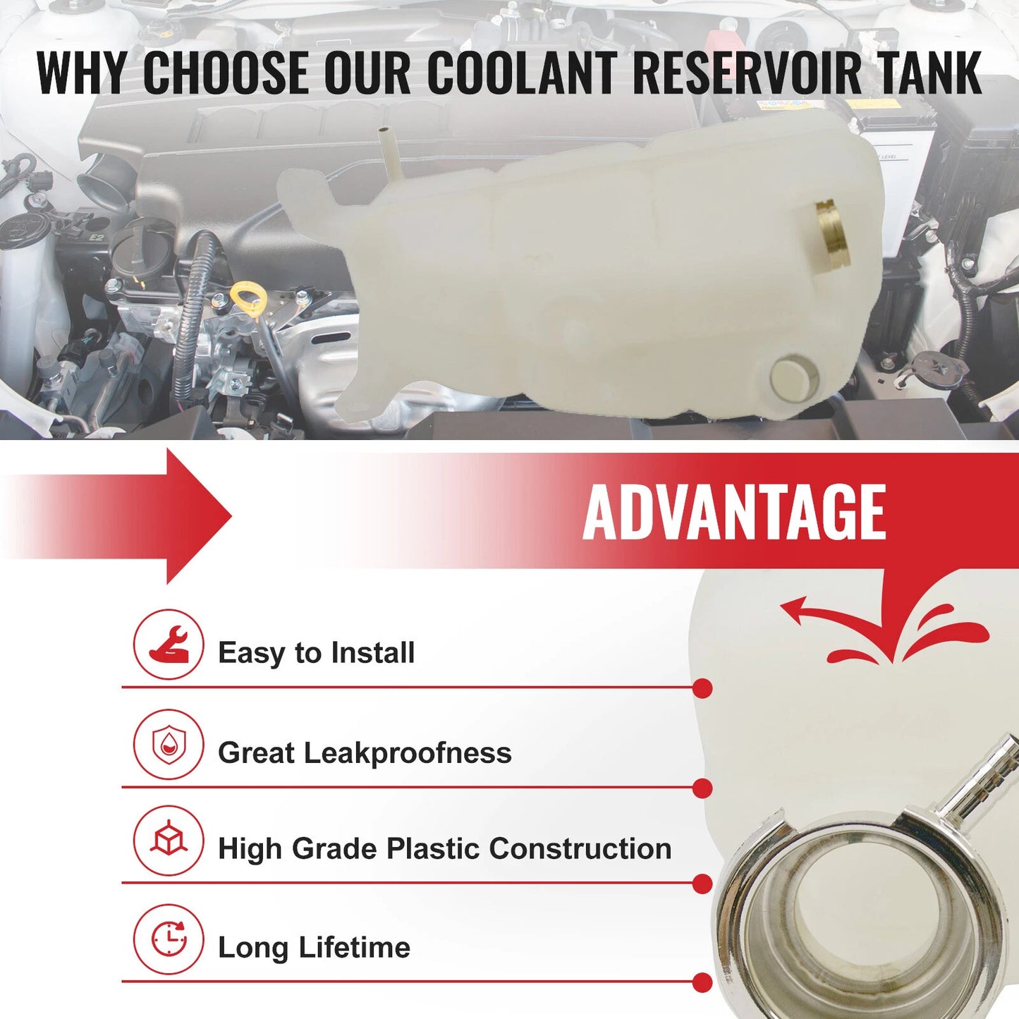 Coolant Expansion Tank for Mercedes W124 S124 A124 C124 E280 (1985-1996)