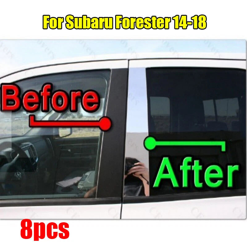 8 x Chrome Pillar Trim Door Cover Mirrored Post for Subaru Forester (14–18)