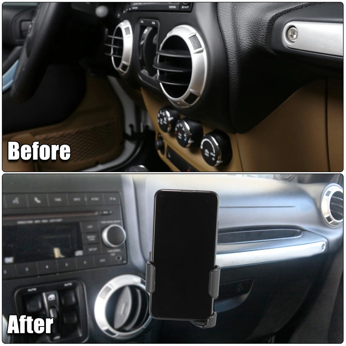 Mobile Phone Holder Mount Kit for Jeep Wrangler JK JKU (2011-2018)