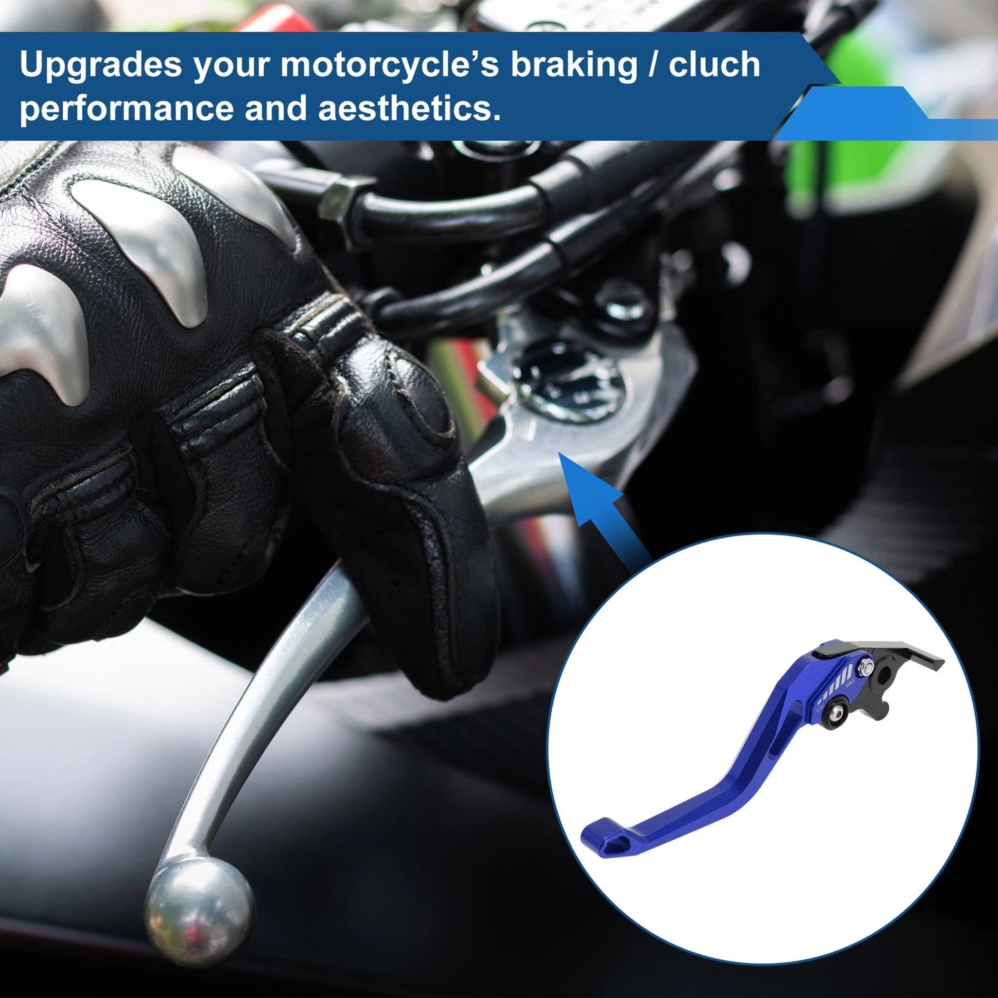 Short Brake Clutch Lever Solid Blue 1 x Pair for Yamaha YZF-R125 (2014–2020)