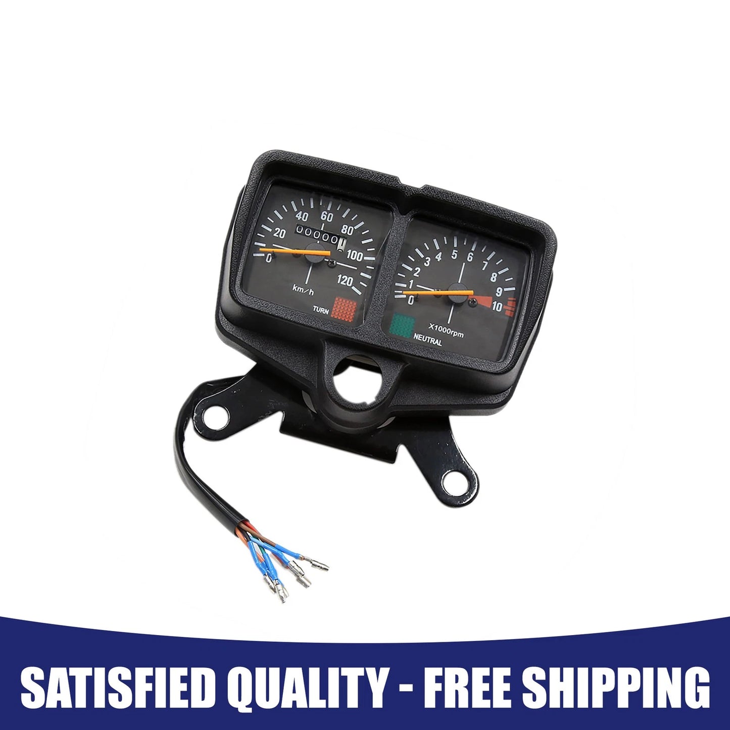 1x 0-10000rpm Dual Odometer Speedometer Gauge Black for Honda CG125