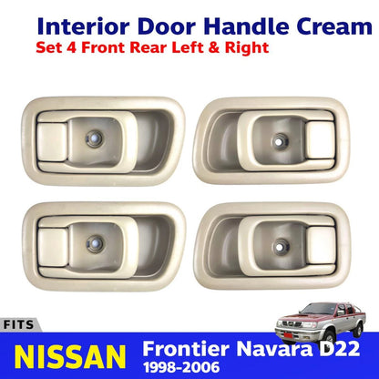 Interior Door Handle Cream Set 4 Fits Nissan Frontier Navara D22 UTE 1998-05 D06
