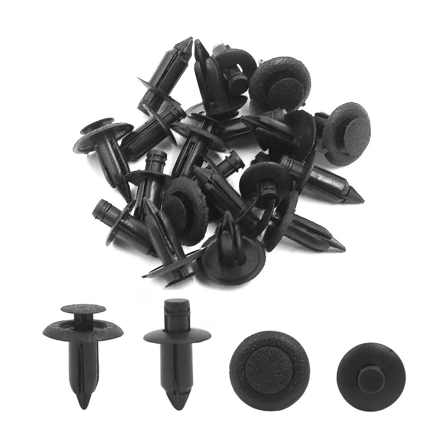 20 x Black Plastic Door Fastener Clips for Suzuki (6mm 7mm Hole)
