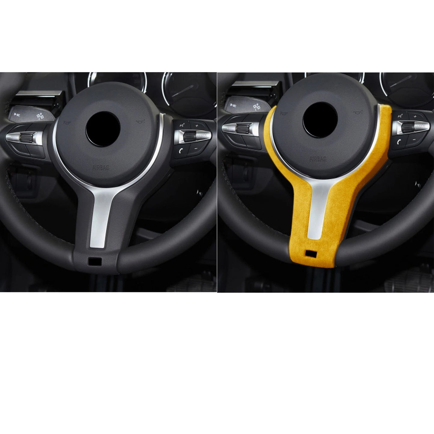 1x Yellow Leather Steering Wheel Cover Trim for BMW F20 F22 F30 F32 F10 F15 (2011-2020)