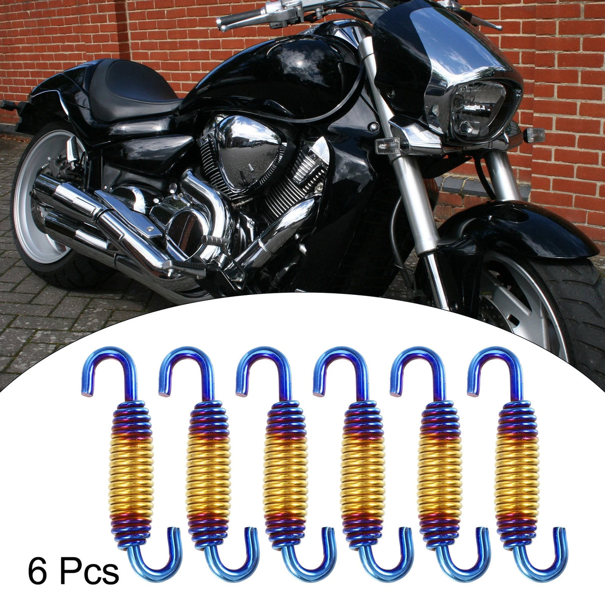 6 x Pcs 58mm 2.28" Motorcycle Muffler Exhaust Pipe Spring Universal Gold Tone