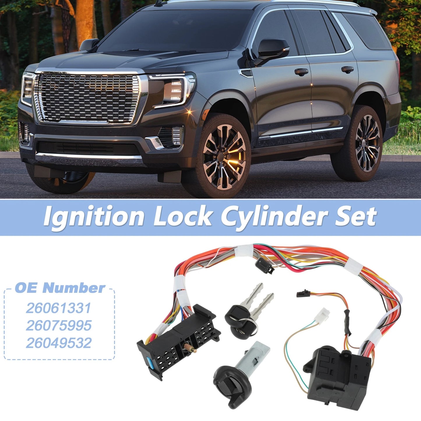 Ignition Lock Cylinder and Start Switch with 2 Key for Chevy C1500