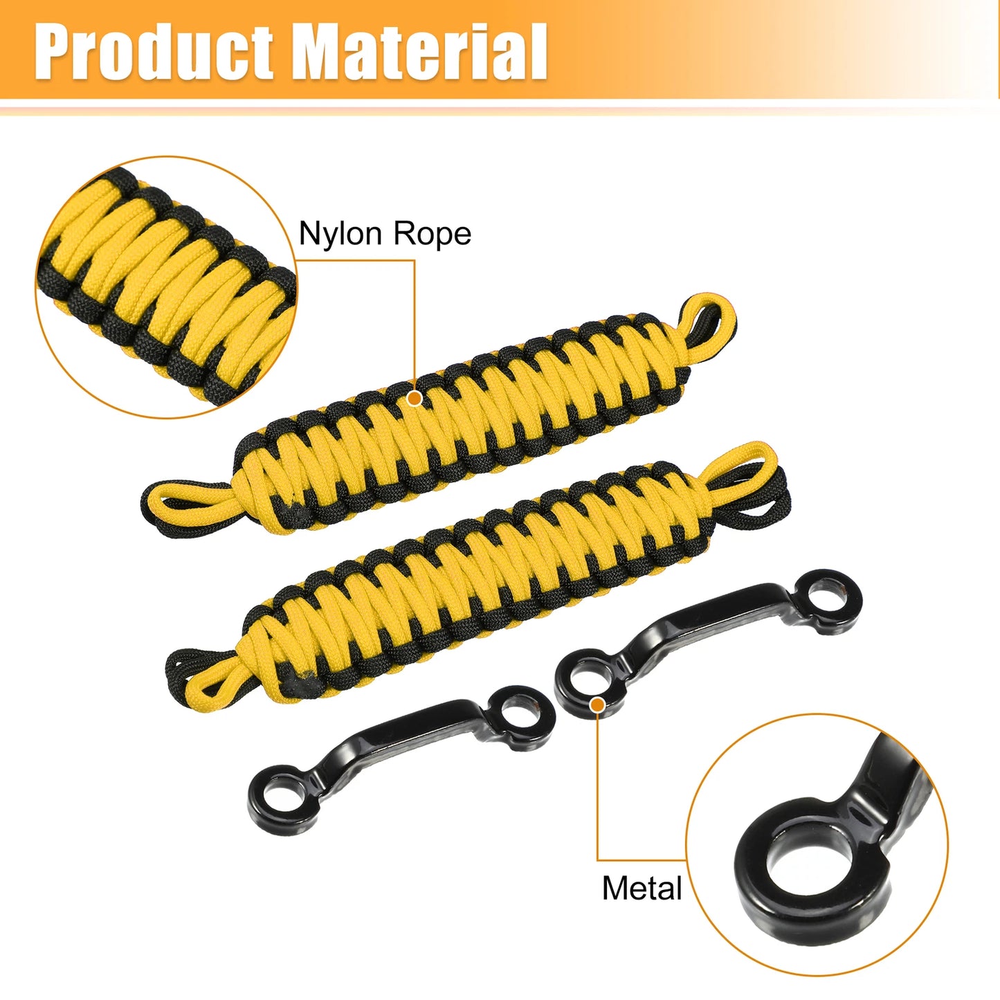 Door Limiting Straps  for Jeep Wrangler JK JL (2007-2023) Black Yellow
