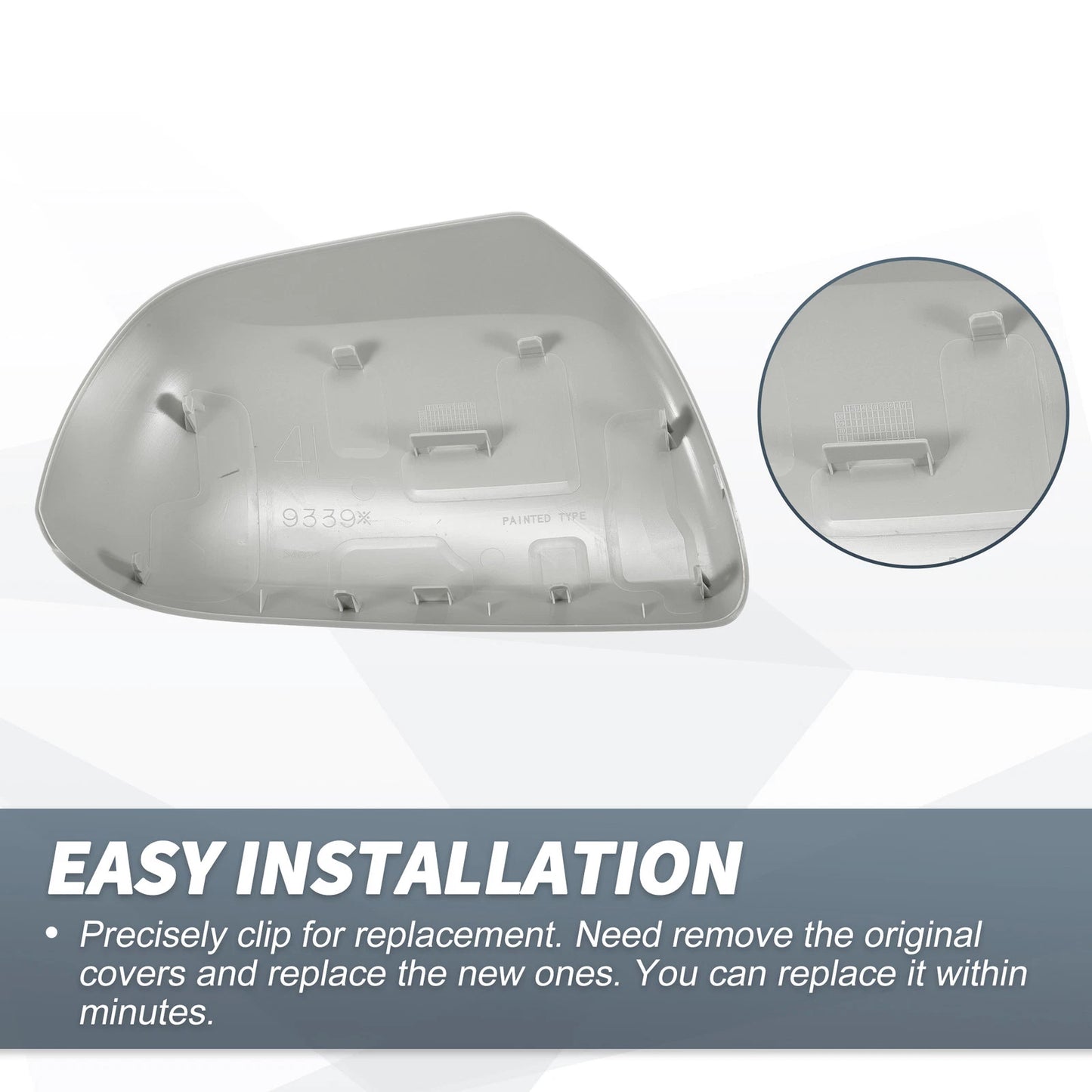 Gray Rearview Mirror Cover Cap Pair for Toyota Highlander (2009-2014)