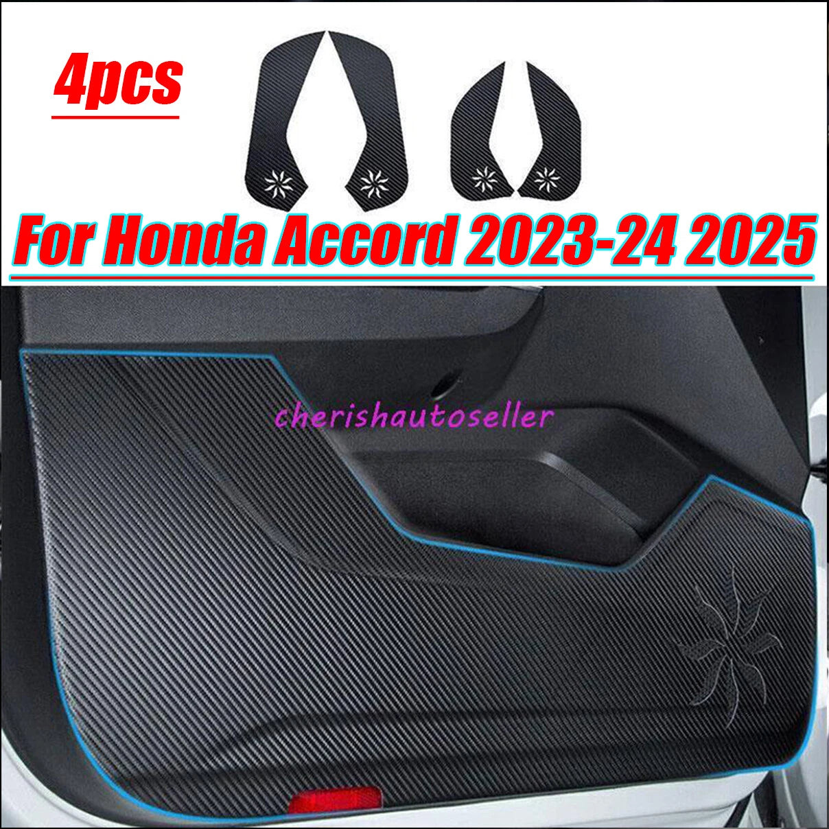 Anti-Kick Inner Door Sticker, Carbon Fiber Leather for Honda Accord (2023–2025)