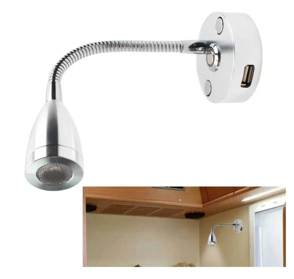 Touch Switch USB 12V LED Spot Reading Light for Boat/Caravan/Camper