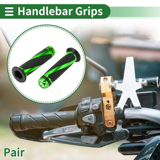 7/8" 22mm Hand Grips Aluminum Alloy Black Green for Motorcycle