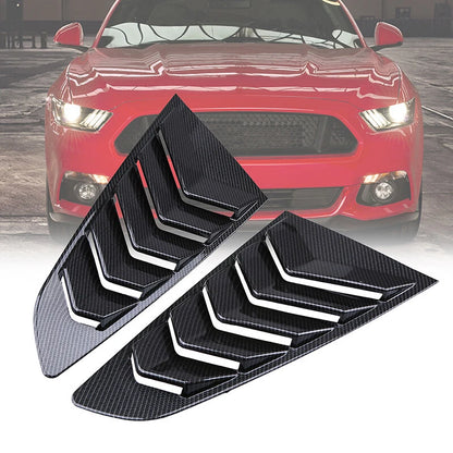 Carbon Fiber Black Vent Side Window Louver Covers for 2015-2021 Ford Mustang
