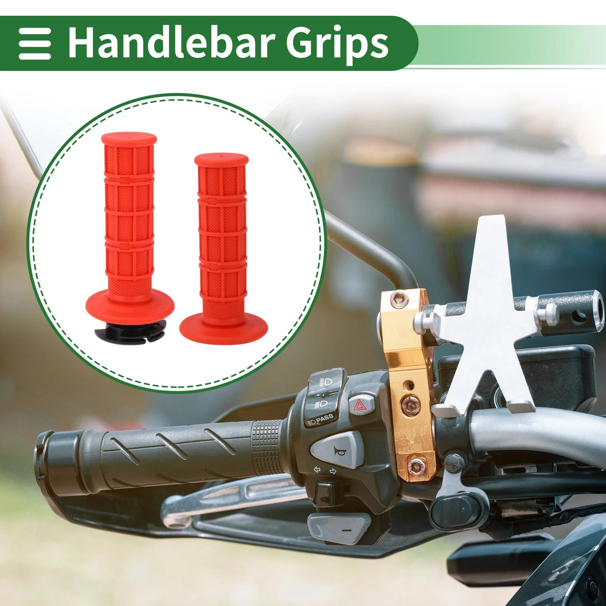 7/8 22mm Hand Grips Cover for Motorcycle Handlebar Grips TPR Red