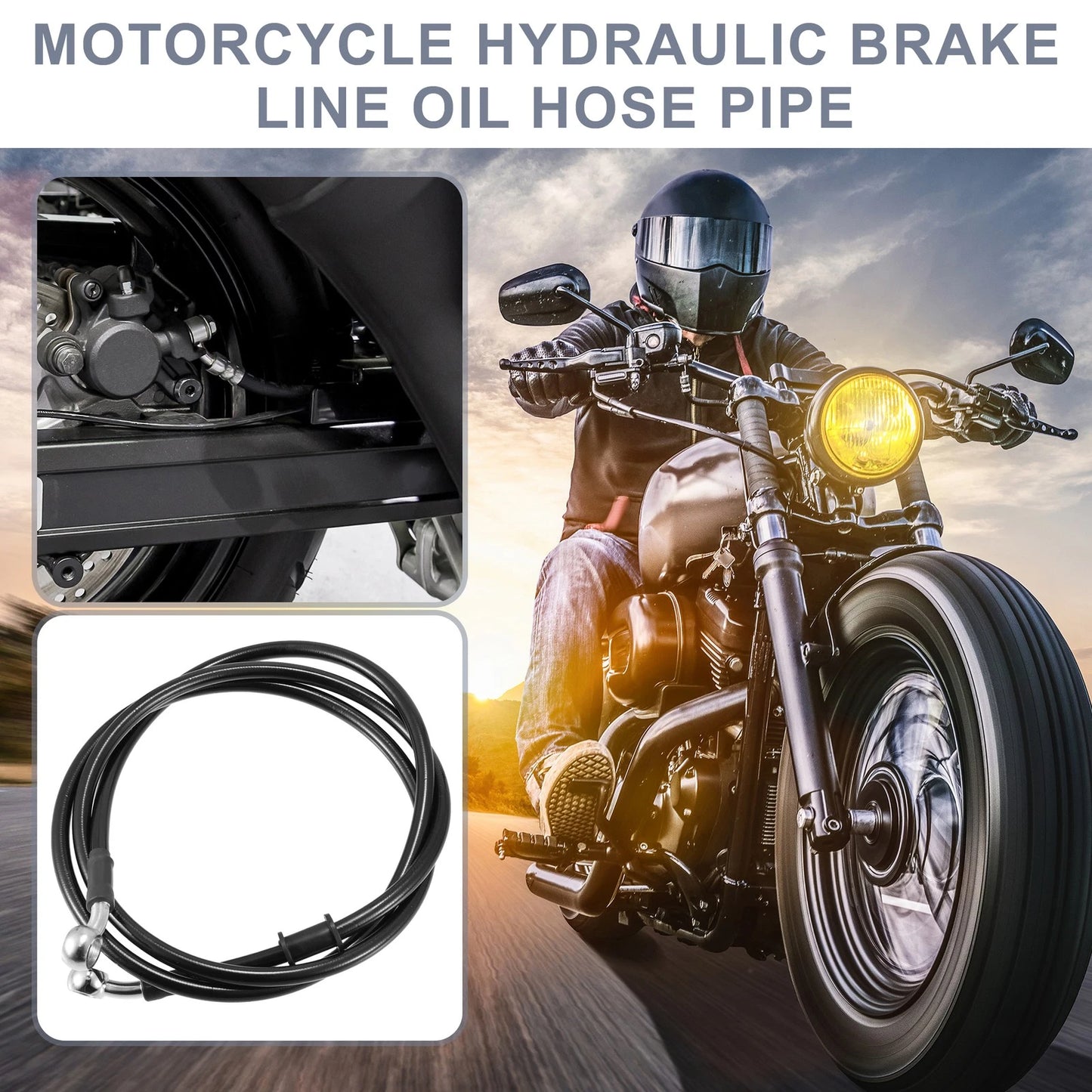 Brake Line / 55.12" Length 10mm ID / Motorcycle Hydraulic Brake Line Oil Hose Cable Black