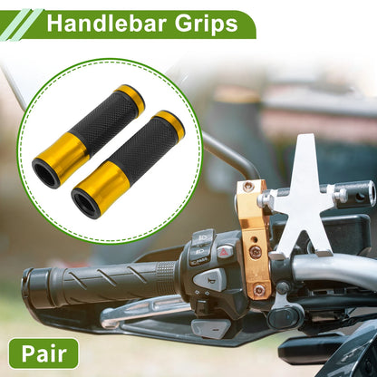 7/8" 22mm Hand Grips Aluminum Alloy Gold Tone for Motorcycle