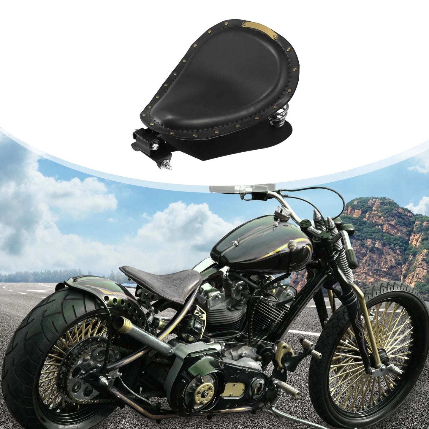 Set Solo Seat Saddle with Spring Base for Harley Sportster XL883