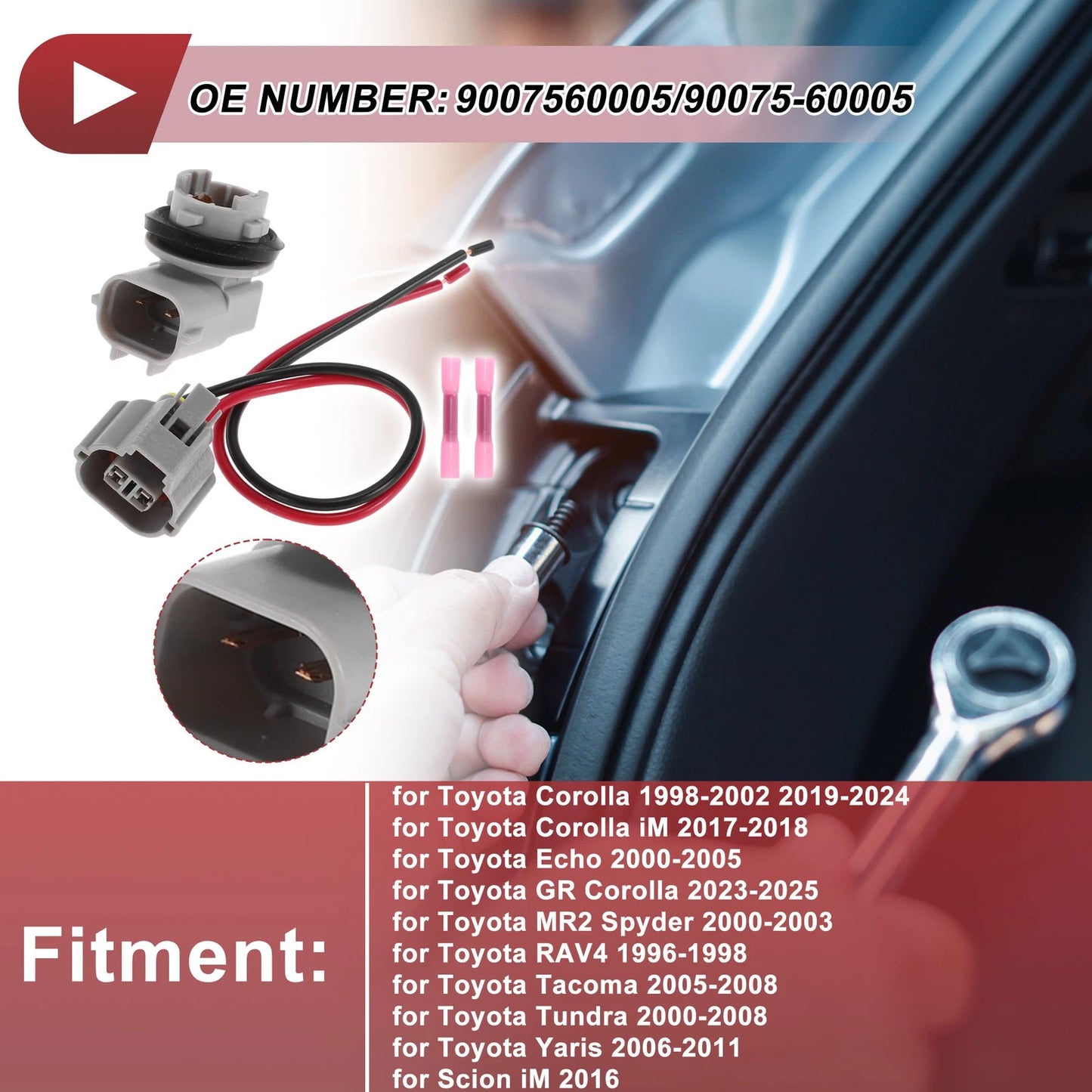 License Plate Light Socket Wiring for Toyota Corolla (1998-2002, 2019-2024)