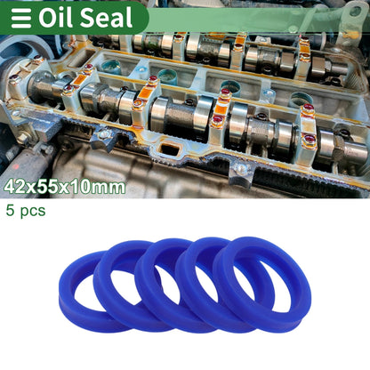 Oil Seal 42x55x10mm TPU Rotary Shaft Seal Blue 5 Pcs for Car