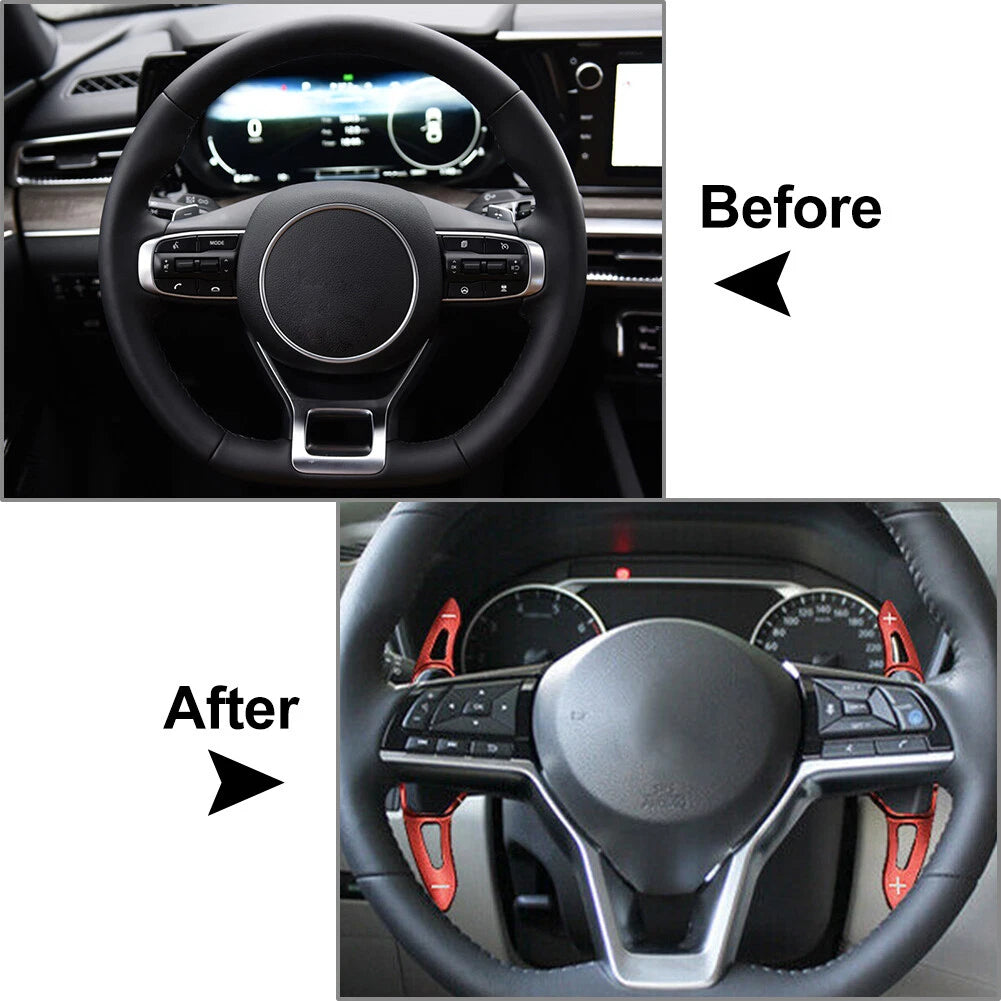 Red Interior Steering Wheel Paddle Shifter Extensions for Kia K3 (2020-2022)