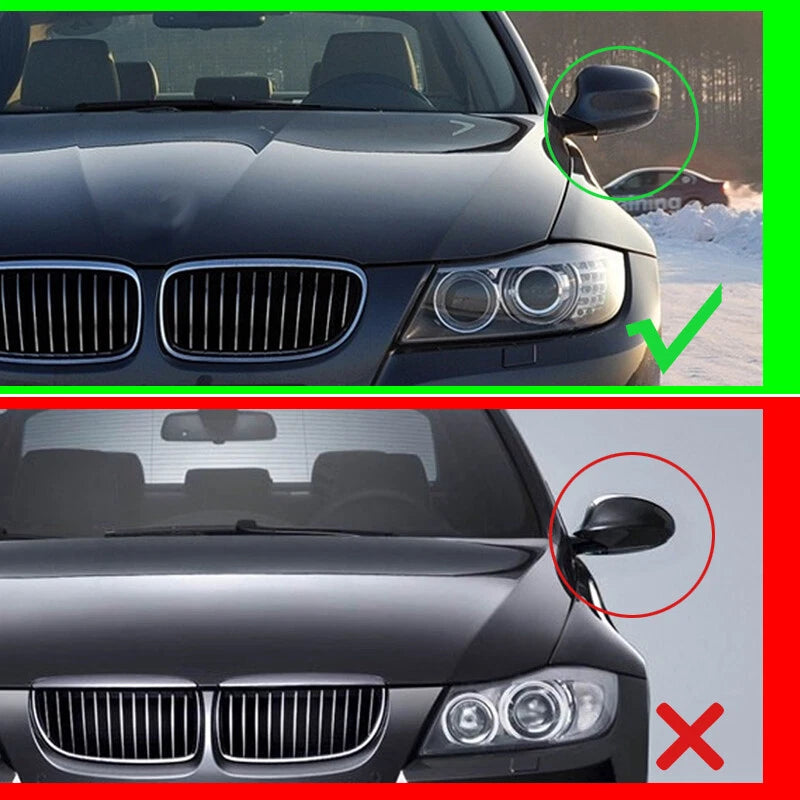 Rear Carbon Fiber Side Mirror Cover Caps 2 x For BMW E90 E92 E93 (2007-2013)