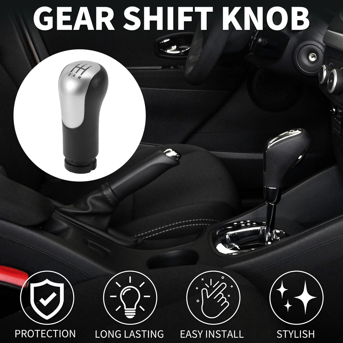 5 Speed Manual Gear Shift Knob for Ford Fiesta MK6 (2001-2010) Black Plastic