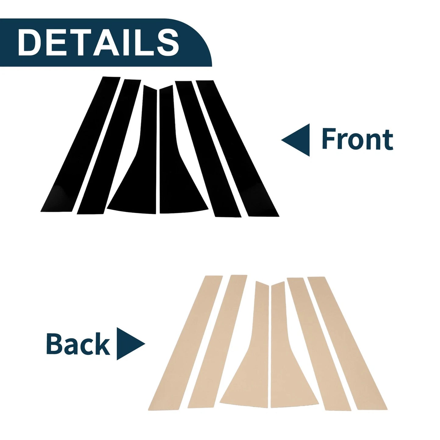 6 Pcs Door Pillar Window Trim for Honda Fit (2009-2012) Black