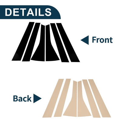 6 Pcs Door Pillar Window Trim for Honda Fit (2009-2012) Black