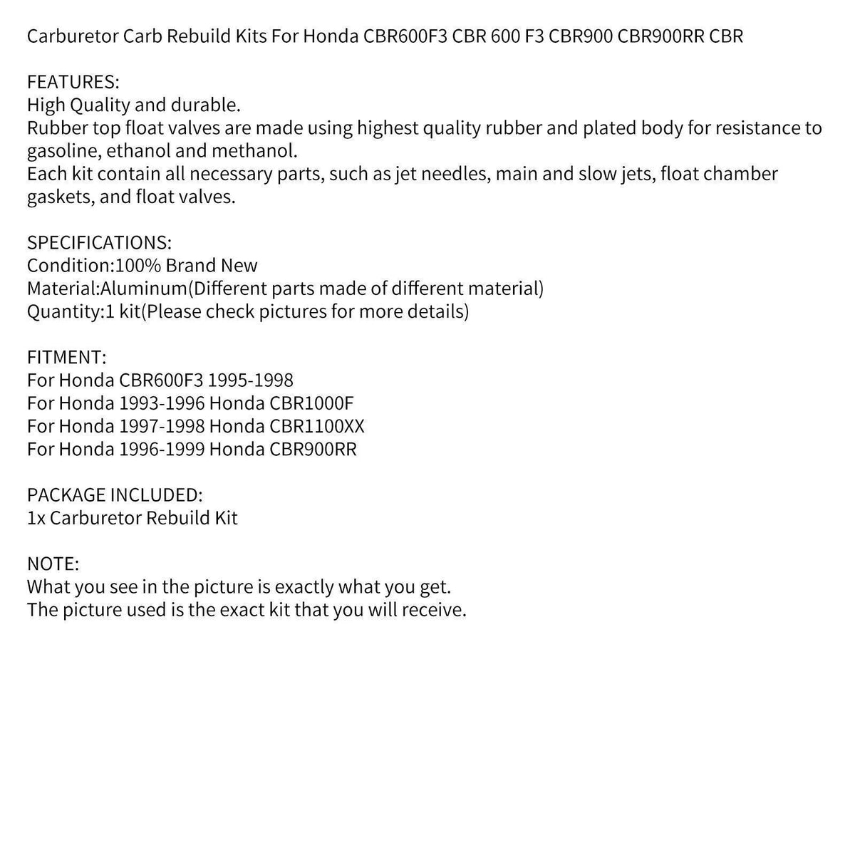 Carburetor Repair Kit for Honda CBR600F3 (1995-1998)
