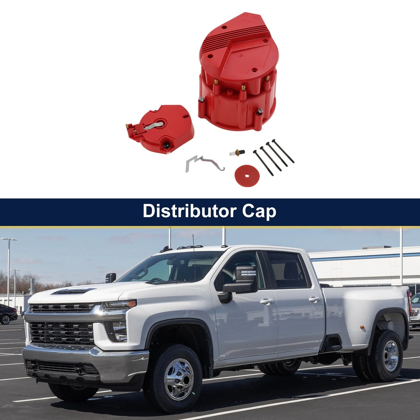 Distributor Cap Red Metal for Chevy Ford