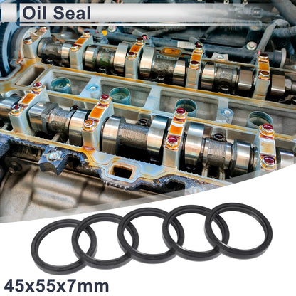 Oil Seal Seal Ring Rotary Shaft Seal NBR Rubber 45x55x7mm Black 5 Pcs